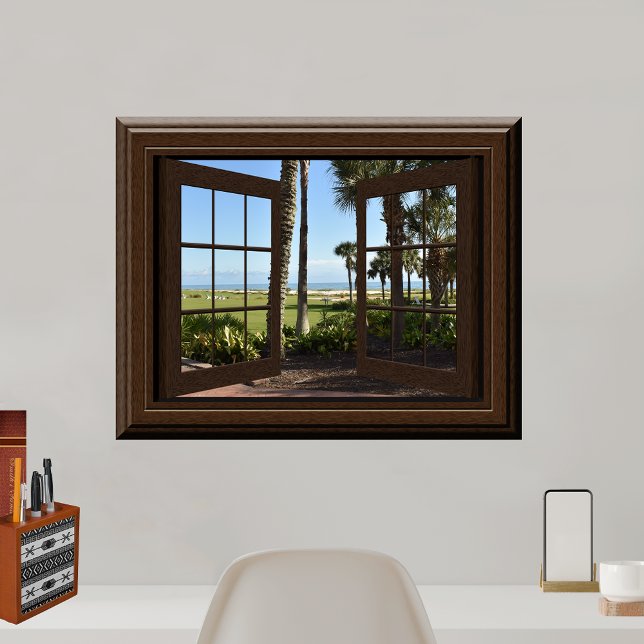Beautiful Tropical Palm Trees Beach Fake Window Poster (Creator Uploaded)