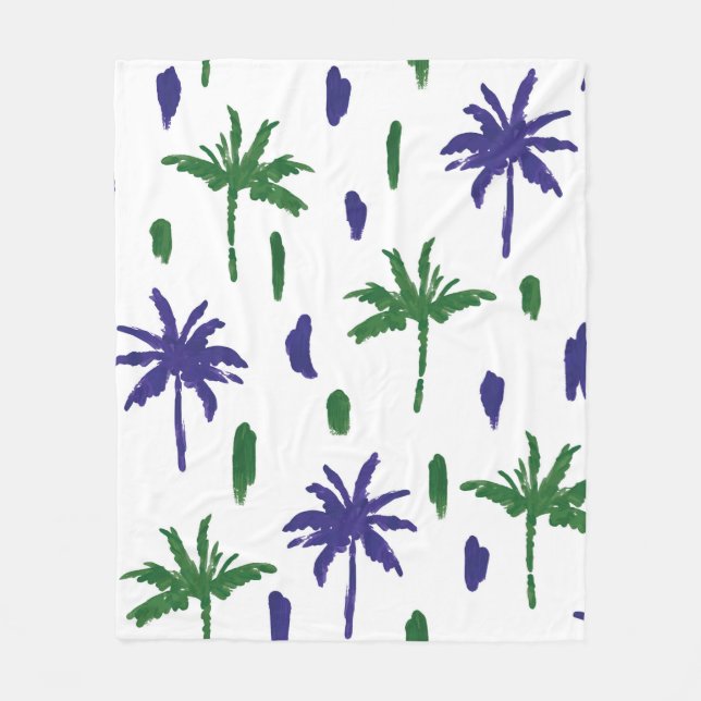 Beautiful tropical palm trees pattern fleece blanket (Front)