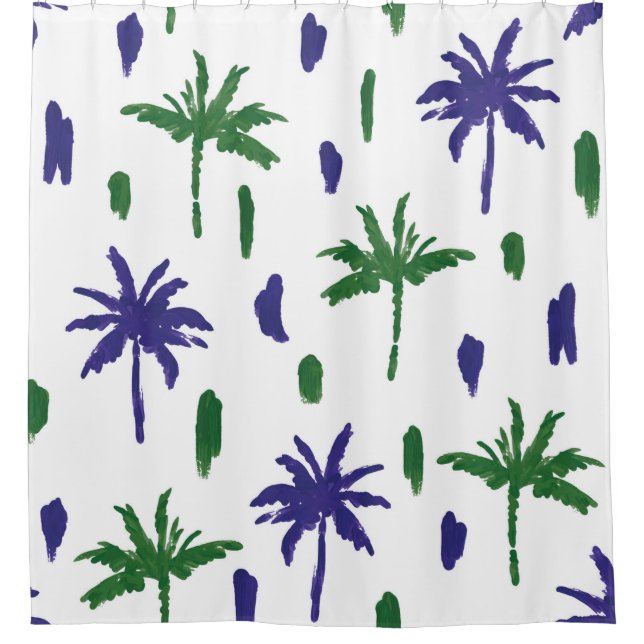 Beautiful tropical palm trees pattern shower curtain (Front)