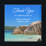 Beautiful Tropical Sea Rocky Coast  Wedding Favor Magnet<br><div class="desc">A wedding thank you magnet with a photograph of a turquoise blue ocean beach with big rocks scattered along the coast. Bright and sunny tropical locale.</div>