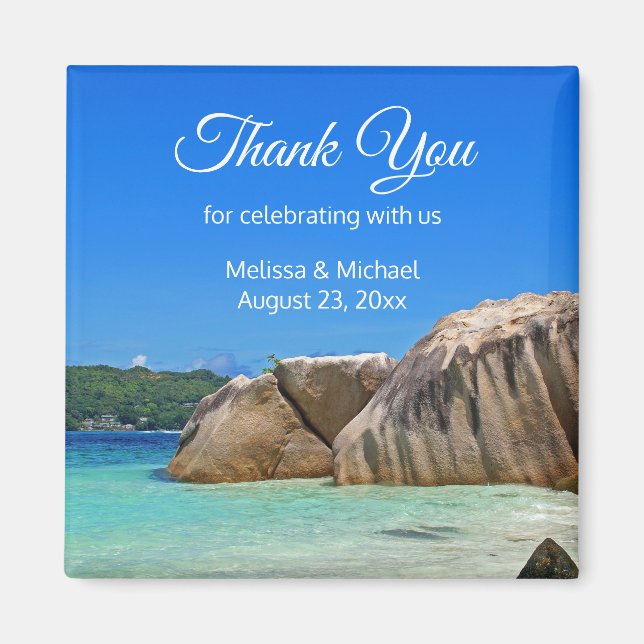 Beautiful Tropical Sea Rocky Coast  Wedding Favor Magnet (Front)