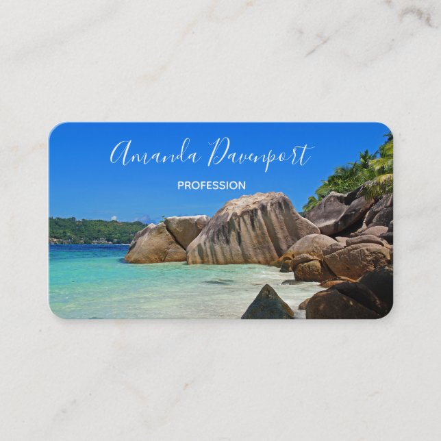 Beautiful Tropical Sea Rocky Coastline Business Card (Front)