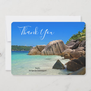 Beautiful Tropical Sea Rocky Coastline Thank You Card