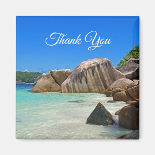 Beautiful Tropical Sea Rocky Coastline Thank You Magnet