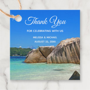 Beautiful Tropical Sea Rocky Coastline Wedding Favour Tags