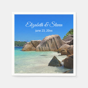 Beautiful Tropical Sea Rocky Coastline Wedding Napkin