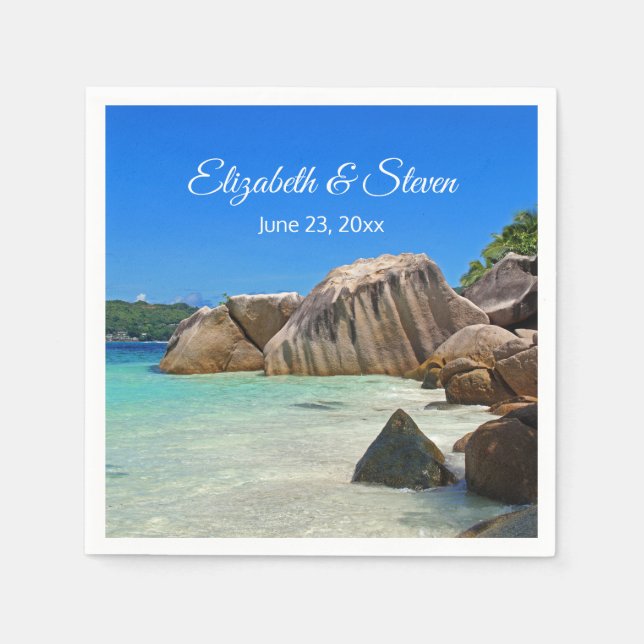 Beautiful Tropical Sea Rocky Coastline Wedding Napkin (Front)