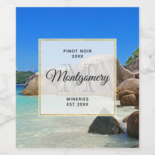 Beautiful Tropical Sea Rocky Coastline Wine Making Wine Label (Single Label)