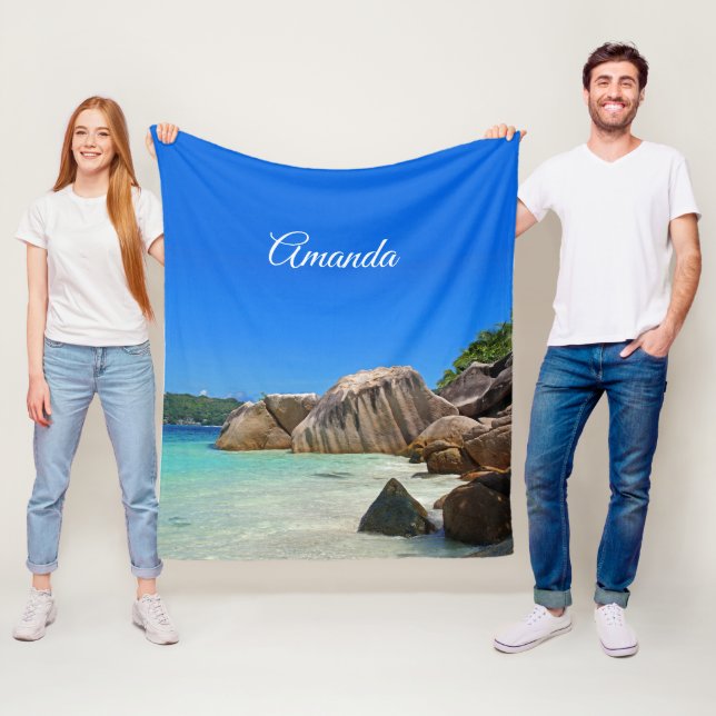Beautiful Tropical Sea with a Rocky Beach Fleece Blanket (In Situ)