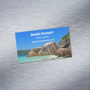 Beautiful Tropical Sea with a Rocky Beach Magnetic Business Card