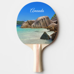 Beautiful Tropical Sea with a Rocky Beach Ping Pong Paddle