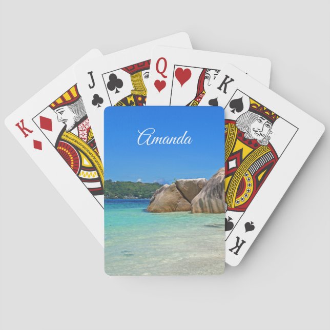 Beautiful Tropical Sea with a Rocky Beach Playing Cards (Back)