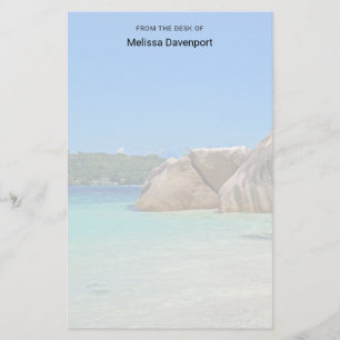 Beautiful Tropical Sea with a Rocky Beach Stationery