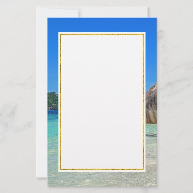 Beautiful Tropical Sea with a Rocky Beach Stationery (Front)