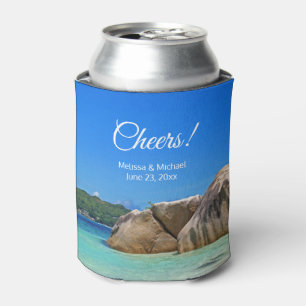 Beautiful Tropical Sea with a Rocky Beach Wedding Can Cooler