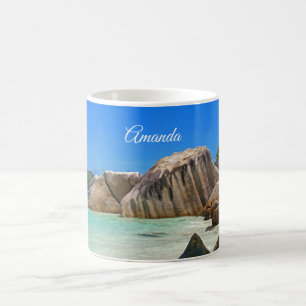 Beautiful Tropical Sea with Rock Covered Coast Coffee Mug
