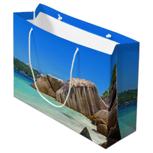 Beautiful Tropical Sea with Rock Covered Coast Large Gift Bag