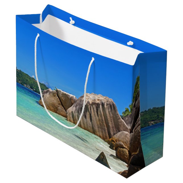 Beautiful Tropical Sea with Rock Covered Coast Large Gift Bag (Front Angled)