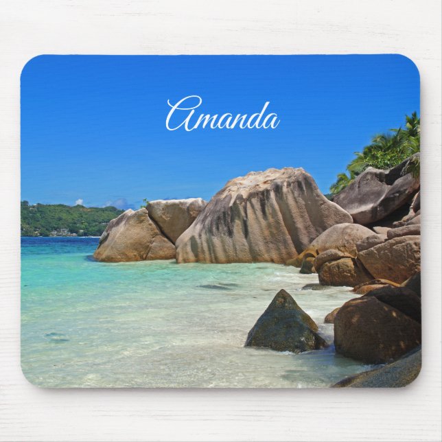 Beautiful Tropical Sea with Rock Covered Coast Mouse Mat (Front)