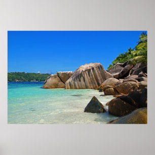 Beautiful Tropical Sea with Rock Covered Coast Poster
