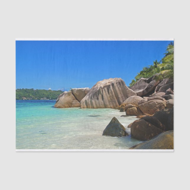 Beautiful Tropical Sea with Rock Covered Coast Tissue Paper (Front)