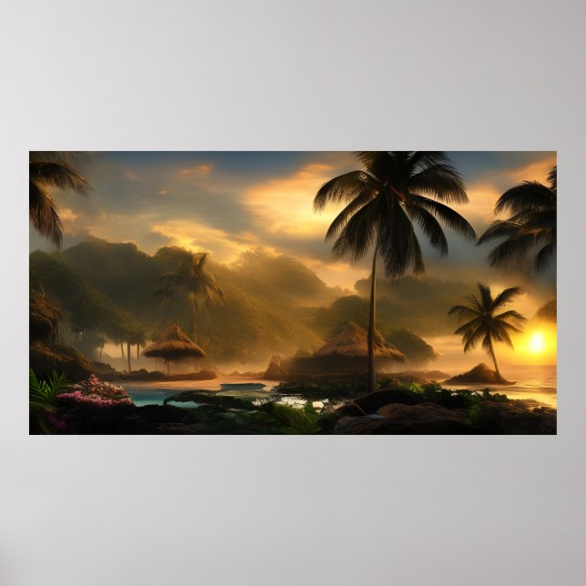 Beautiful Tropical South Pacific Island landscape  Poster (Front)