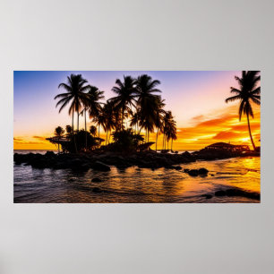 Beautiful Tropical South Pacific Island Palms Poster