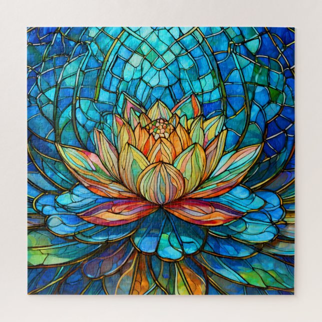 Beautiful Tropical stained glass art puzzle (Vertical)