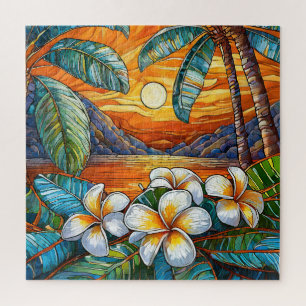 Beautiful Tropical stained glass art puzzle
