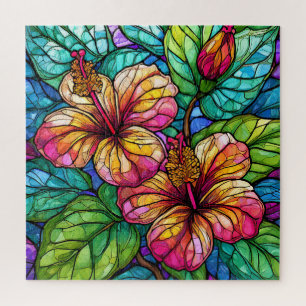 Beautiful Tropical stained glass art puzzle