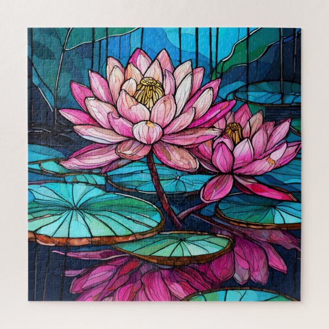 Beautiful Tropical stained glass art puzzle (Vertical)