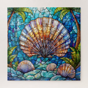 Beautiful Tropical stained glass art puzzle