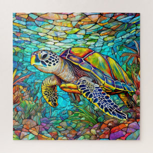 Beautiful Tropical stained glass art puzzle