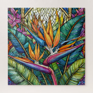 Beautiful Tropical stained glass art puzzle