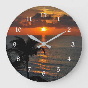 Beautiful tropical sunset large clock