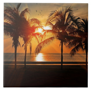 Beautiful tropical sunset tile