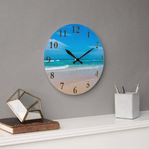 Beautiful Tropical Turquoise Beach Circular Large Clock