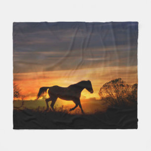 Beautiful Trotting Horse in the Sunrise Fleece Blanket