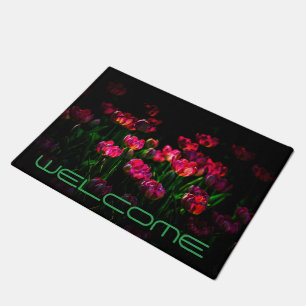 Beautiful tulip flowers dark doormat