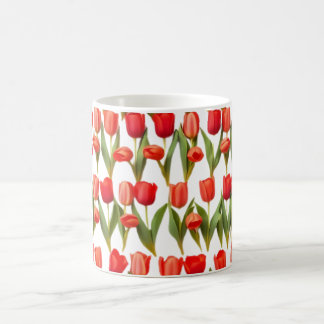 Beautiful Tulip Flowers Pattern in Horizontal Rows Coffee Mug