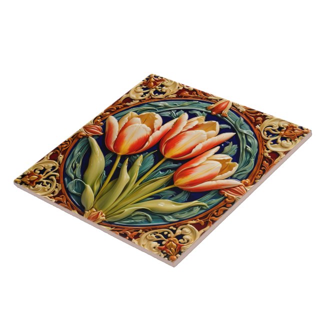 Beautiful Tulips Modern Collection Tile (Side)