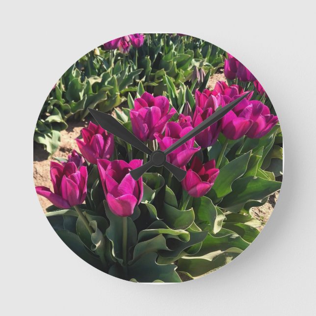 Beautiful Tulips Round Clock (Front)