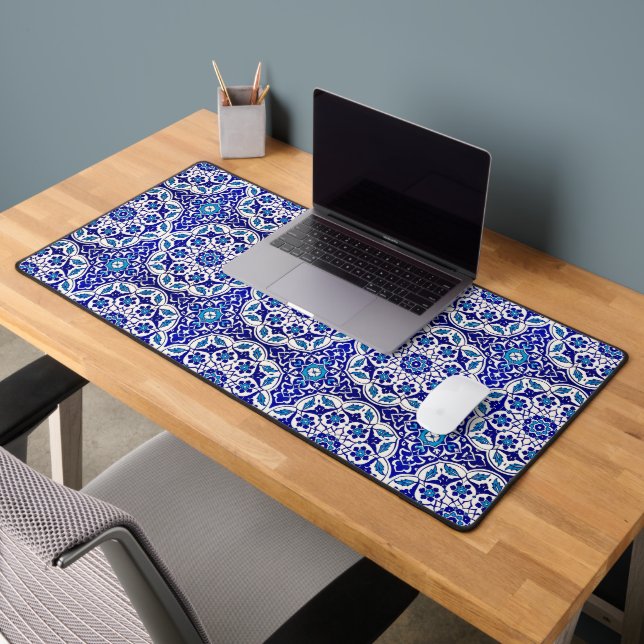 Beautiful Turkish Ottoman Iznik Arabic Indigo Desk Mat (Office 2)