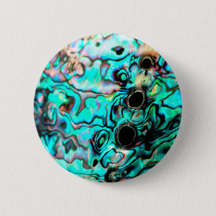 Beautiful turquoise abalone paua shell 6 cm round badge