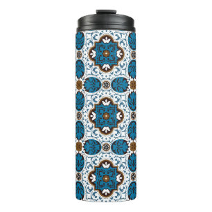 💙🤎 Beautiful turquoise and brown Azulejos, V Thermal Tumbler