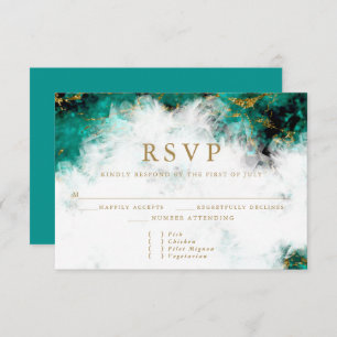  Beautiful Turquoise and Crystal Geode RSVP Card