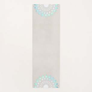 Beautiful Turquoise Blue Lotus Mandala Yoga Mat