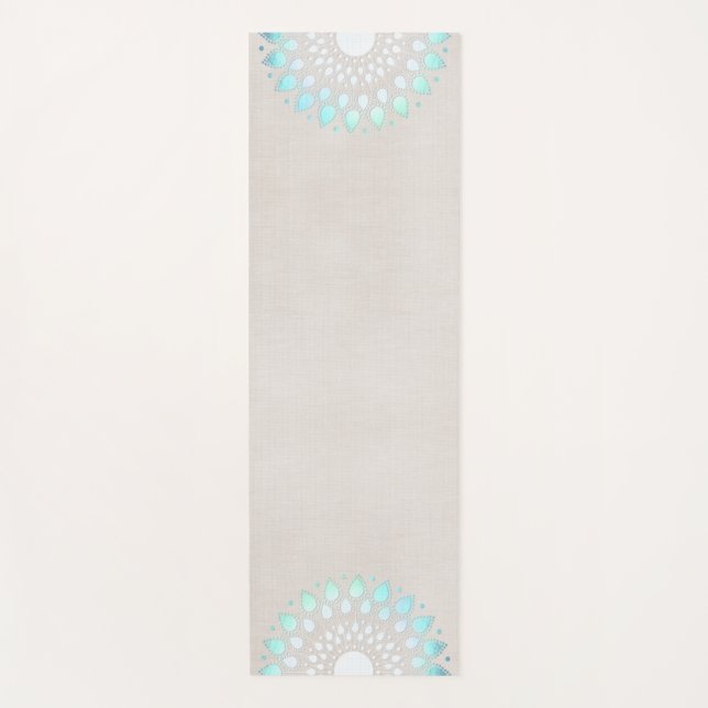 Beautiful Turquoise Blue Lotus Mandala Yoga Mat (Front)