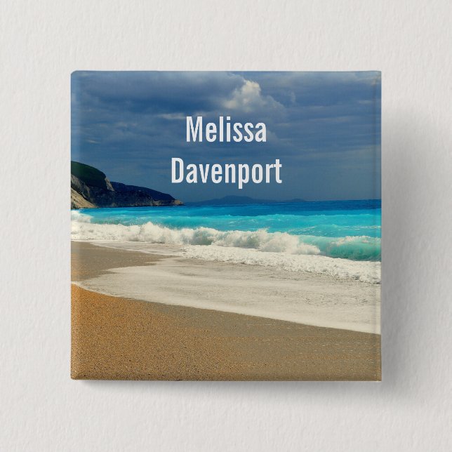 Beautiful Turquoise Blue Sea Tropical Photography 15 Cm Square Badge (Front)