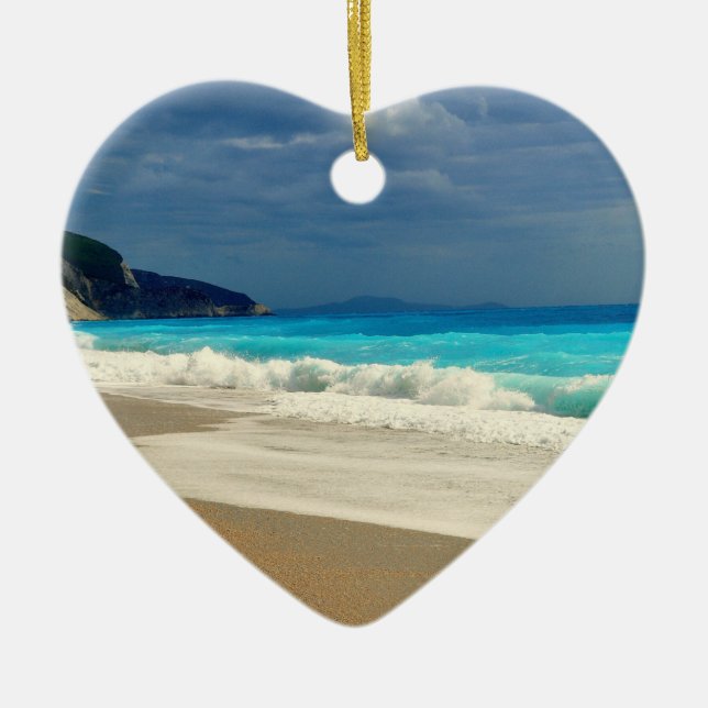 Beautiful Turquoise Blue Sea Tropical Photography Ceramic Tree Decoration (Front)